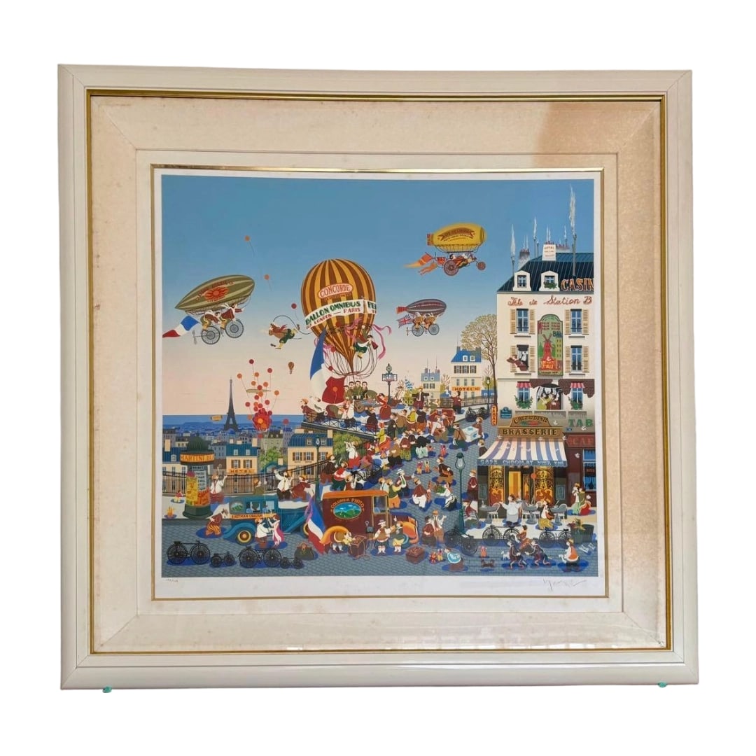 Yamagata Hiroshi, Silkscreen Print, Paris Scenery, Mounted, Large Decorative Painting: Silkscreen Print of Paris Scenery, Mounted, Large Decorative Painting Artist: Hiro Yamagata Title: Departure Dimensions: 109x103cm (including frame) Edition Number: 196/250 Signed Mounting Completed.