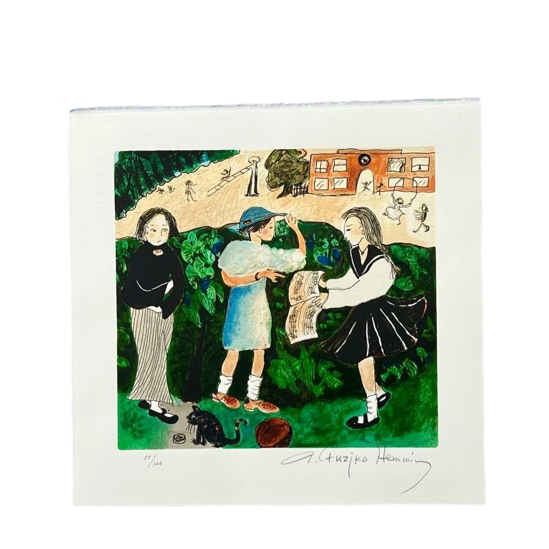 Fujiko Hemming Authenticity Guarantee: Fujiko Hemming Authenticity Guarantee This is a silkscreen print titled "Musician's Life," created in 2008, edition of 120, numbered 51/120, with the artist's autograph. The image dimensions are 32.5