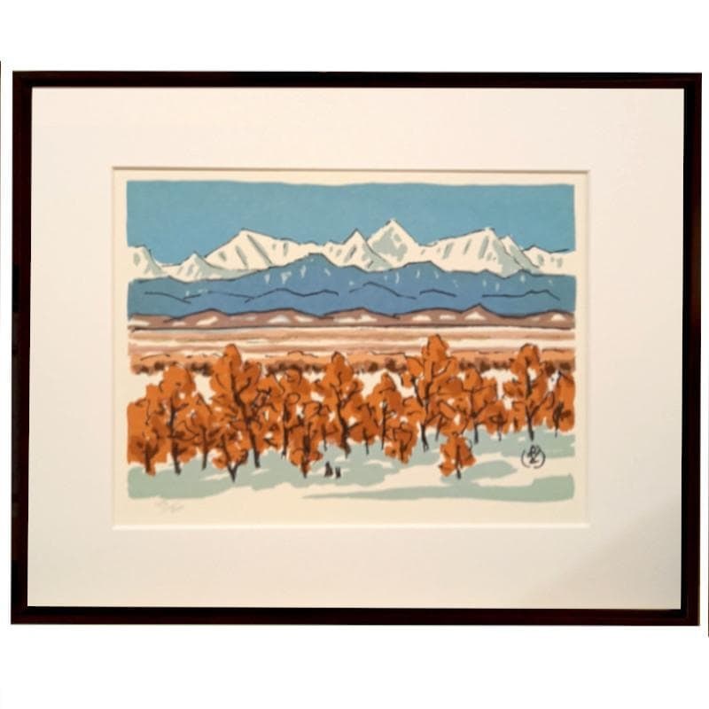Sakamoto Naoyuki, "Severe Winter in the Hidaka Mountain Range," Silkscreen Print, Unused.: Artist: Sakamoto Naoyuki Title: The Hidaka Mountain Range in Severe Winter Technique: Silkscreen Print Dimensions: Image size approximately 330 x 240 mm Edition: 129/200 Signature: Signed on the