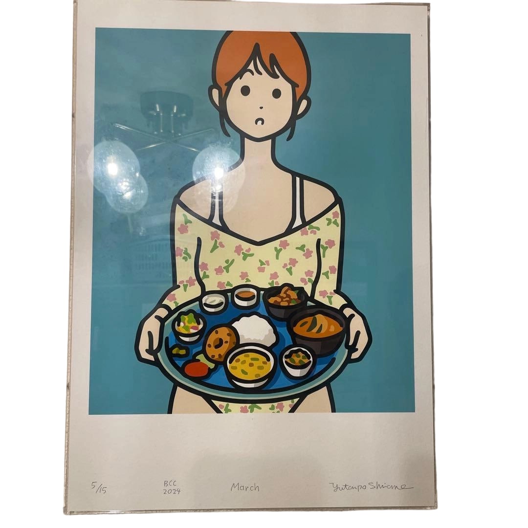 Shirane Yutanpo (Shirane Abura-tsubo) 2024 Bijin Curry Calendar Limited Edition Giclee Print: Limited Edition Giclee Print of "Bijin Curry Calendar" Purchase upon the release of the 2024 "Bijin Curry Calendar." Photos have been added as the packaging box remains intact during delivery.