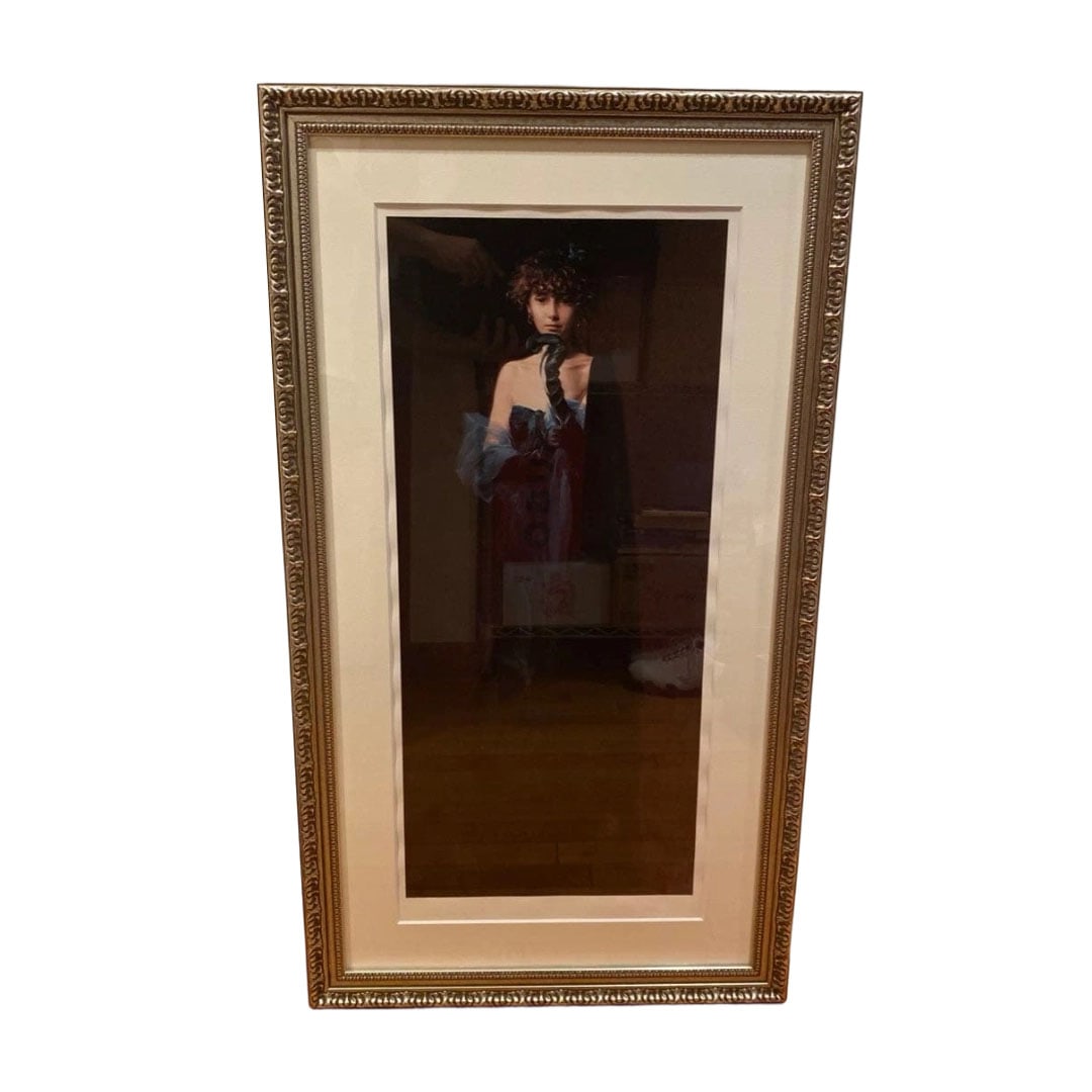 Joaquin Torrents Llado, "Miss Trinidad Campin II", hand-colored print, print.: This is "Miss Trinidad Campin II" by Joaquin Trencillas. It is a hand-colored print (Giclee + hand coloring). No gallery stamp or signature has been found, nor is there a certificate of authenticity
