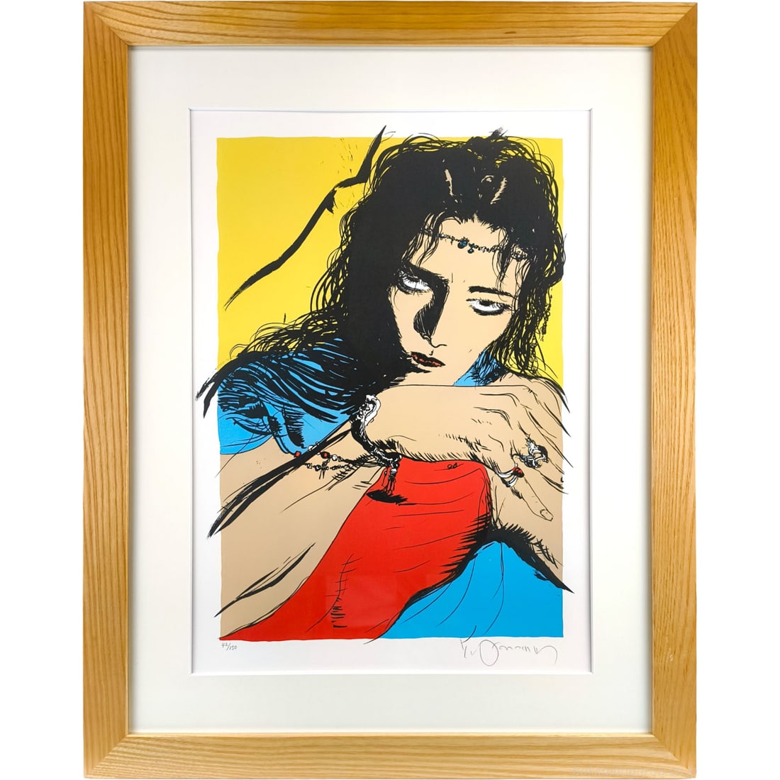 AMANO Yoshitaka "BE-UP AND COLOR" Silkscreen Print Painting: This is a silkscreen print of a gender-neutral figure, created in 2000, limited to 150 editions, and signed by the artist. The dimensions of the artwork are 55 cm in height by 40 cm in width, and the 