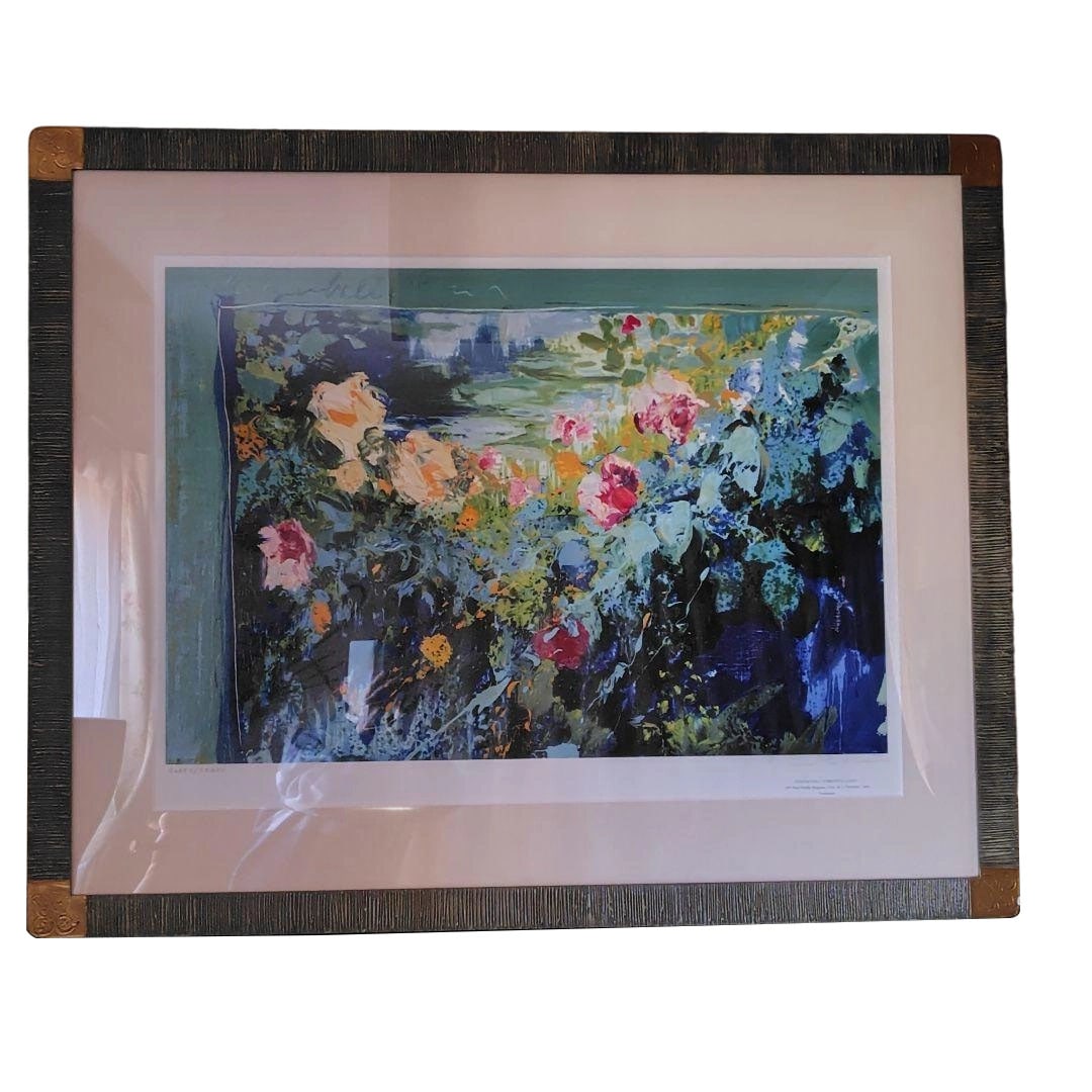 Floral Scenery" Print by Trenc Llado (J. Torentsu Ryado) "Roses of Pagaderu: J. Trencillia Dopagadel's silkscreen print art depicting a multicolored floral landscape. The artistic style is silkscreen print, with a theme of floral landscape, edition number CLXXV/CCLXXXV. The fr