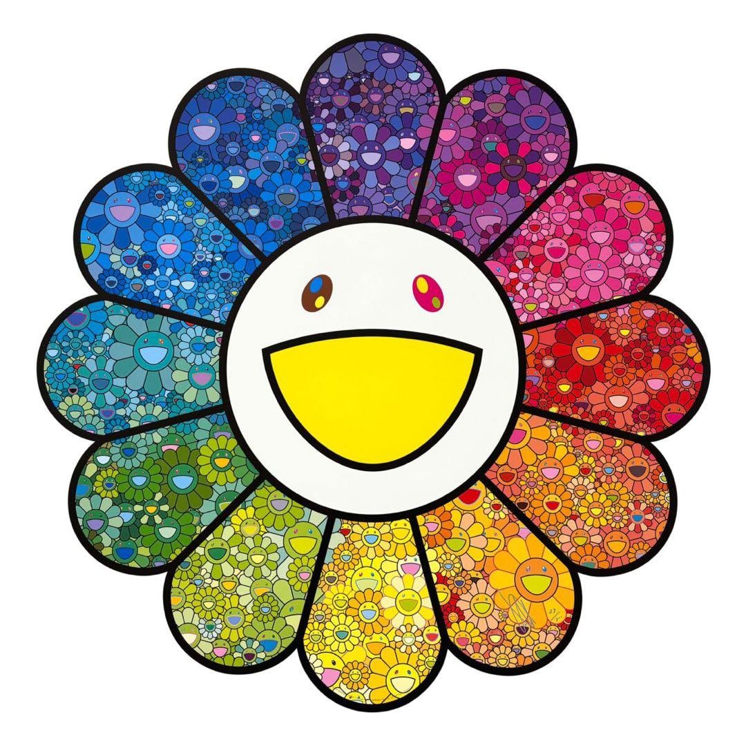 Unopened "Flower Gleam" by Murakami Takashi: Unopened. Takashi Murakami, "Flower Gleaming"! Edition of 300, diameter 600 mm, hand-signed, with edition number, limited to 300 pieces, Kaikai Kiki, poster.