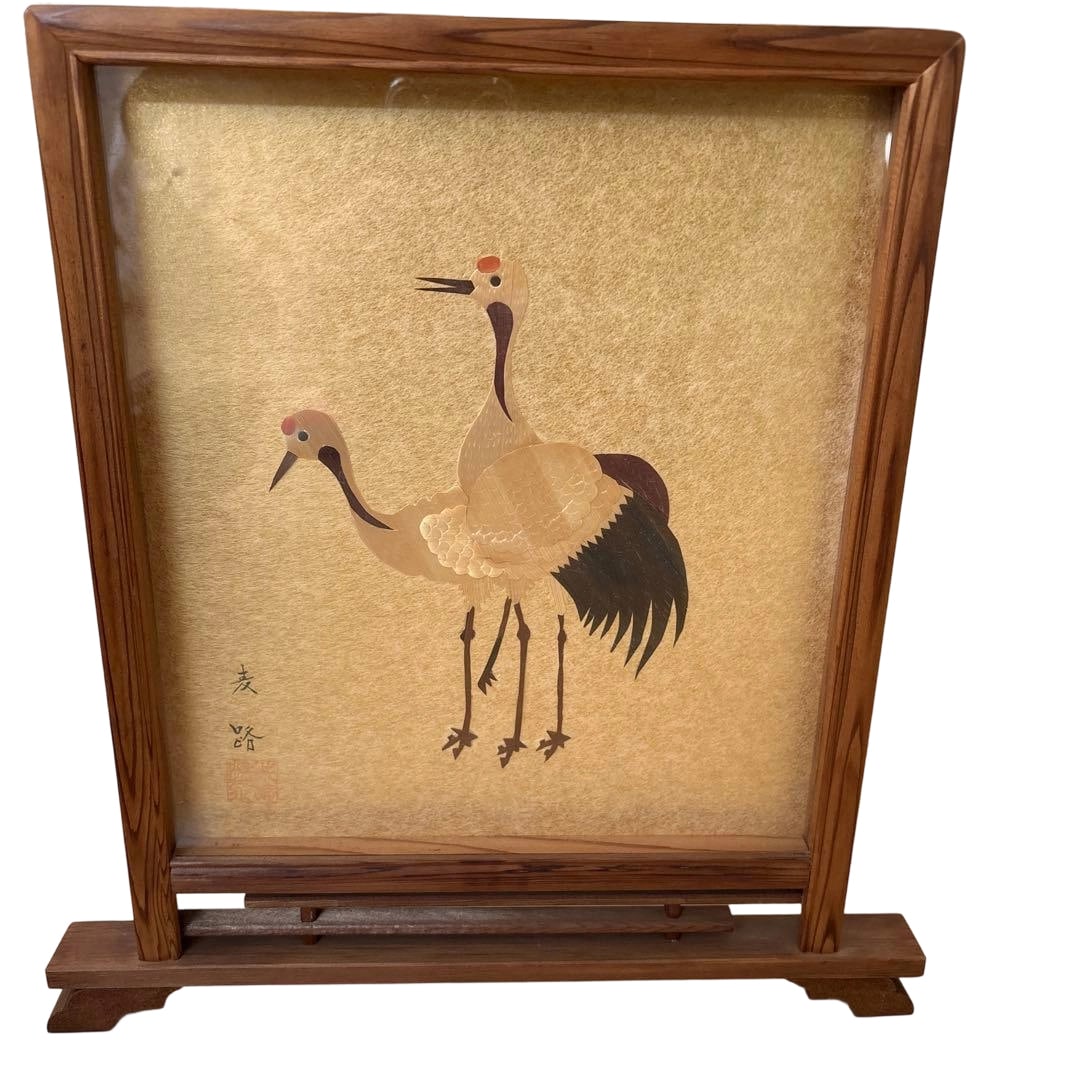 Attributed to Bunbu Gorin, "Red-Crowned Crane," Antique Artwork: This is a painting of red-crowned cranes created by Bunbu Gorin. The artist Bunbu Gorin (1919-1989) was a Japanese painter from Mie Prefecture. His real name was Seitaro, and he studied under Nishimur