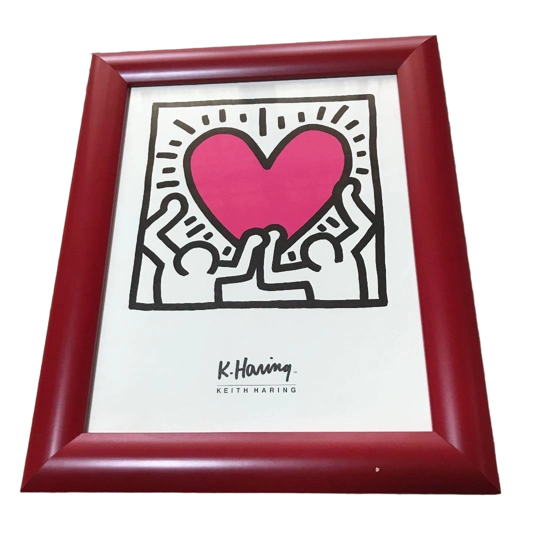 Framed reproduction of a work by Keith Haring.: Keith Haring Reproduction Framed Artwork The frame exhibits scratches, peeling, stains, and tape marks. The condition after removing the frame has not been confirmed. Due to age-related deterioration 