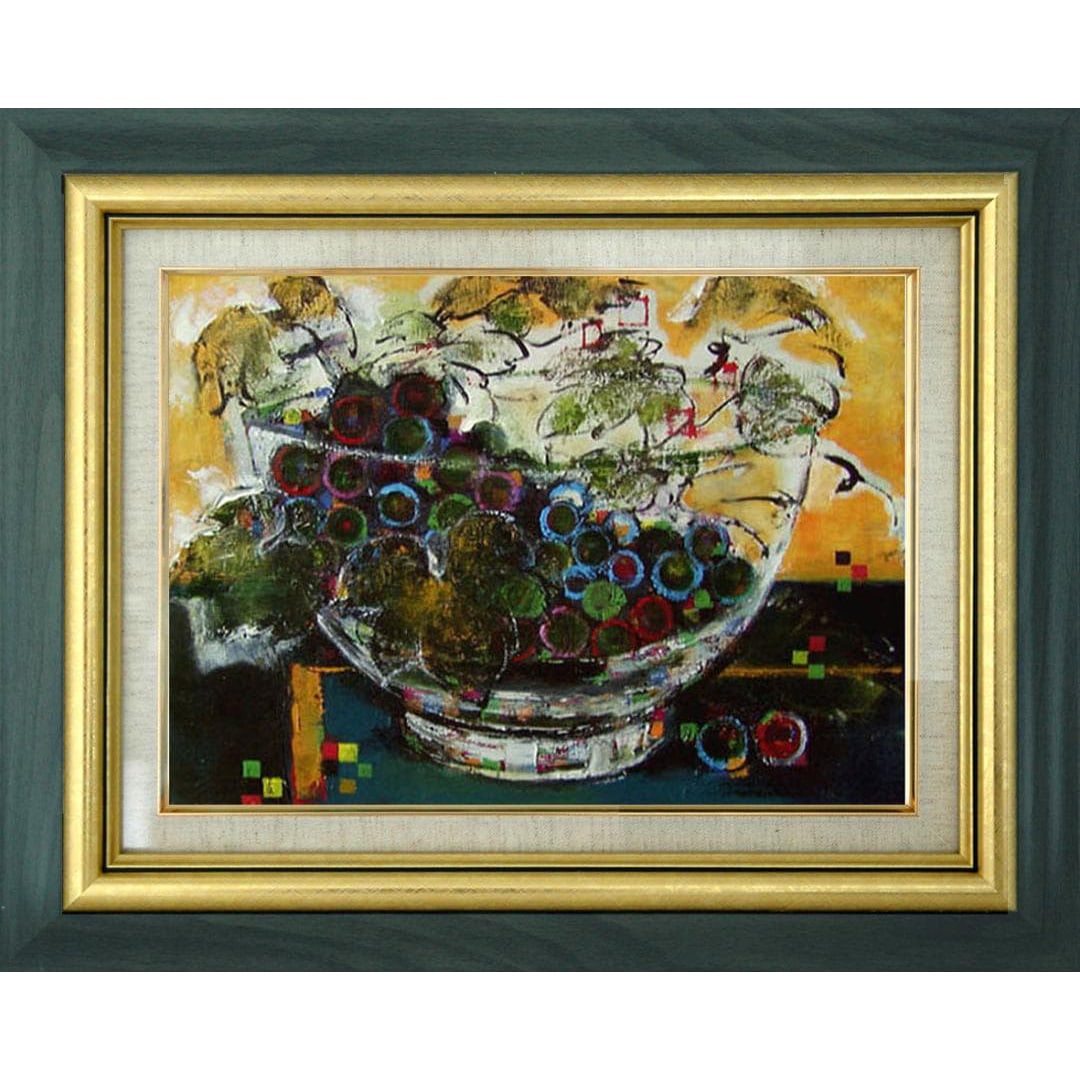 Oil Painting by Sugie Ryoko: Interior Decorative Painting, Grape Still Life: Oil Painting by Sugaya Reiko - Interior Decorative Painting, Grape Still Life The oil painting measures 40.5 cm x 31 cm, signed, with an inscription stamp on the reverse, created in 2003. To maintain 