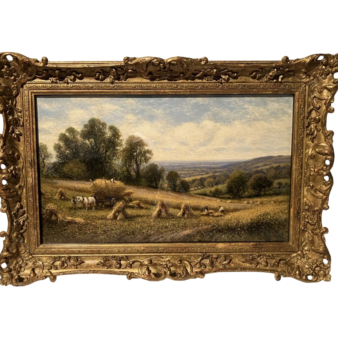 19th Century Painting by Alfred Augustus Glendening, "Harvest": 19th Century Painting by Alfred Augustus Glendening Sr. Artist: Alfred Augustus Glendening Sr. (1840-1921). Title: Harvest. Dimensions: Height 43cm x Width 63cm x Depth 7.5cm (including frame). Medium