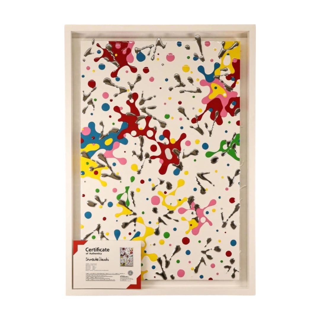 Ikeuchi Shinsuke, Mixed Media, Size 30, Accompanied by Certificate: This is a work by Ikenouchi Shinsuke, accompanied by a certificate, numbered 30. It is a mixed media piece, with the frame measuring approximately 72 cm in width and 102.5 cm in height, and the artwor