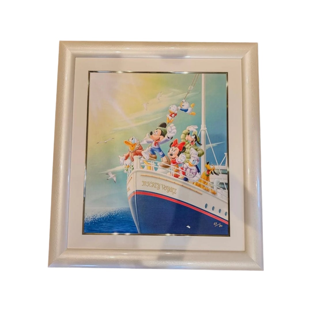 Traveling with Mickey: "Traveling with Mickey" This is an artwork titled "Traveling with Mickey" created by Algerazhe. It is number 65 of a global limited edition of 80 (ED 65/80). The dimensions of the artwork (image area)