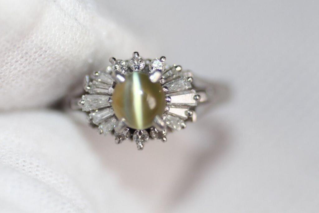 RING DIAMOND CHRYSOBERYL NATURAL PLATINUM 1.32ct (1 of 7)