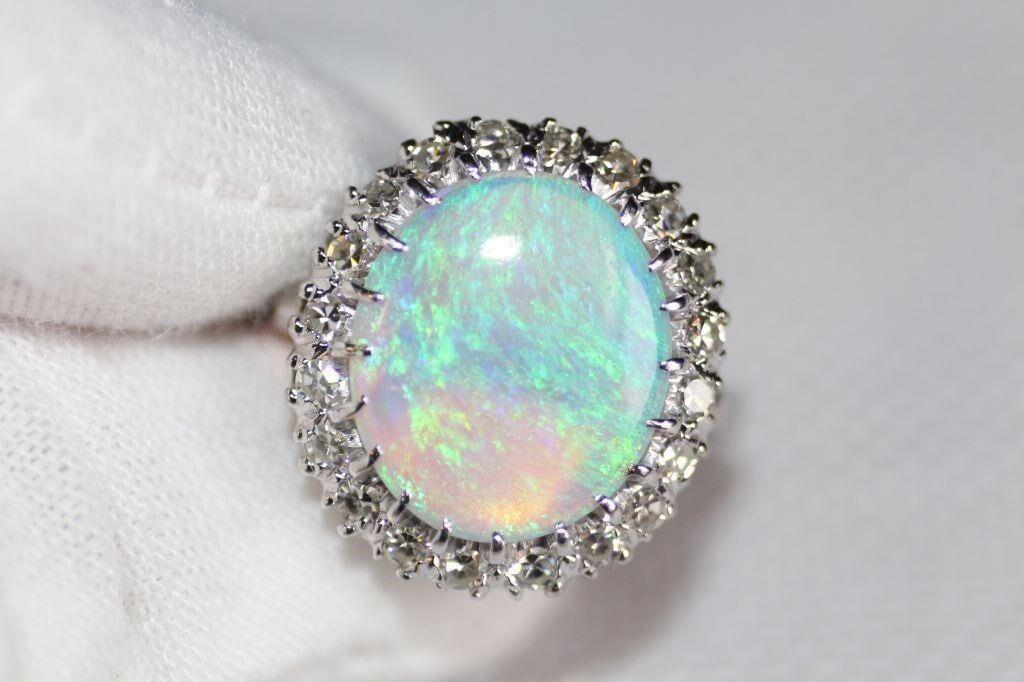 OPAL RING DIAMOND 14K WHITE GOLD 2.48CT (1 of 12)