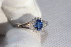 SAPPHIRE RING DIAMOND PLATINUM 1.07CTW BLUE