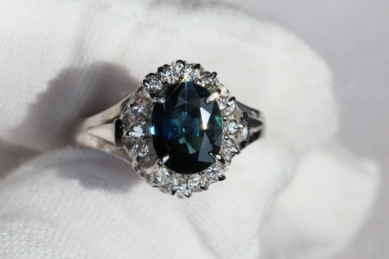 SAPPHIRE RING DIAMOND PLATINUM NATURAL S2.00CT D.20CT GEMSTONE ESTATE JEWELRY (1 of 8)