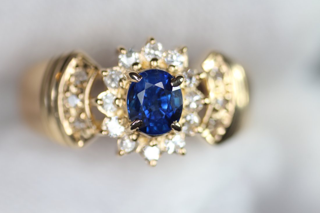SAPPHIRE RING 18K GOLD DIAMOND NATURAL S.50CT D.20CTW GEMSTONE ESTATE JEWELRY (1 of 3)