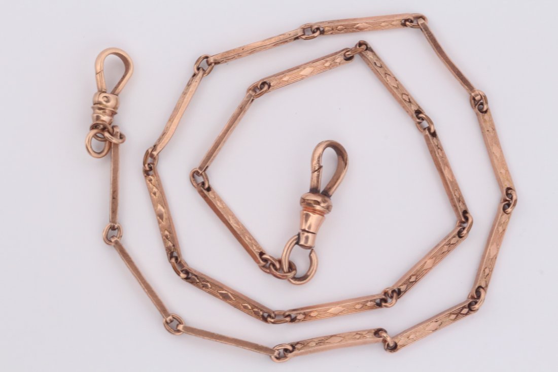 14K YELLOW GOLD SIMMONS POCKET WATCH CHAIN FOB FINE ESTATE JEWELRY 8.5 GRAMS (1 of 4)