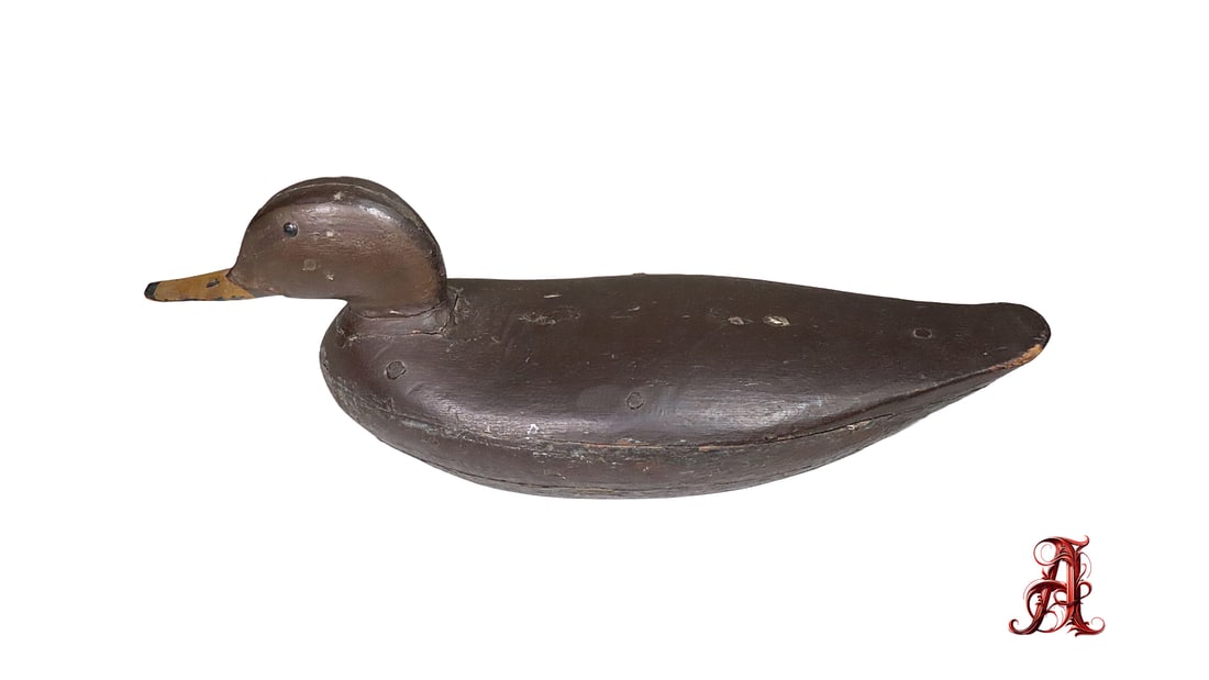 Antique Brown Wooden Mallard Duck Decoy Housewares Decor (1 of 4)