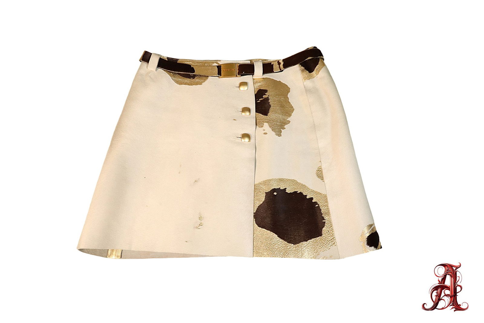 Chanel 100% Calfskin Mini Skirt With Belt Women's Fashion Made In France Size 38: Size 38