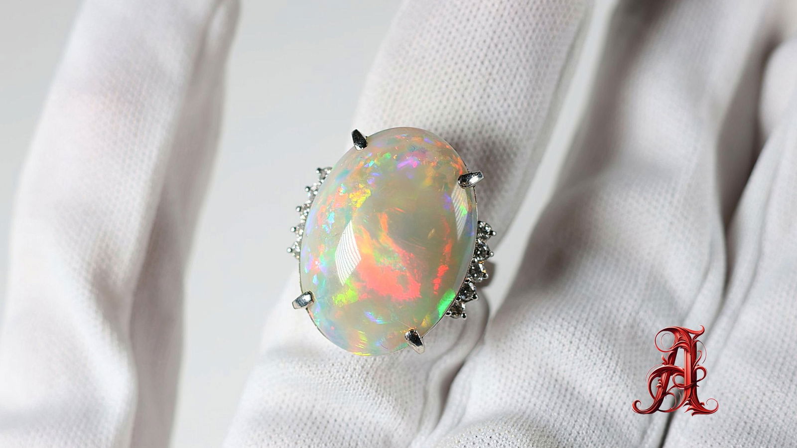 PLATINUM, Australian Opal & Diamond RING 15.26ctw, 12.52 Grams Natural jewelry gemston diamonds (1 of 12)