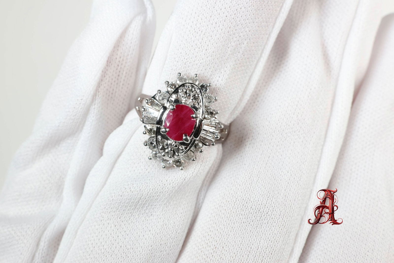 Platinum, Ruby & Diamond Ring 1.575ctw, Natural Gemstone Jewelry 19 days 1 hour (1 of 9)