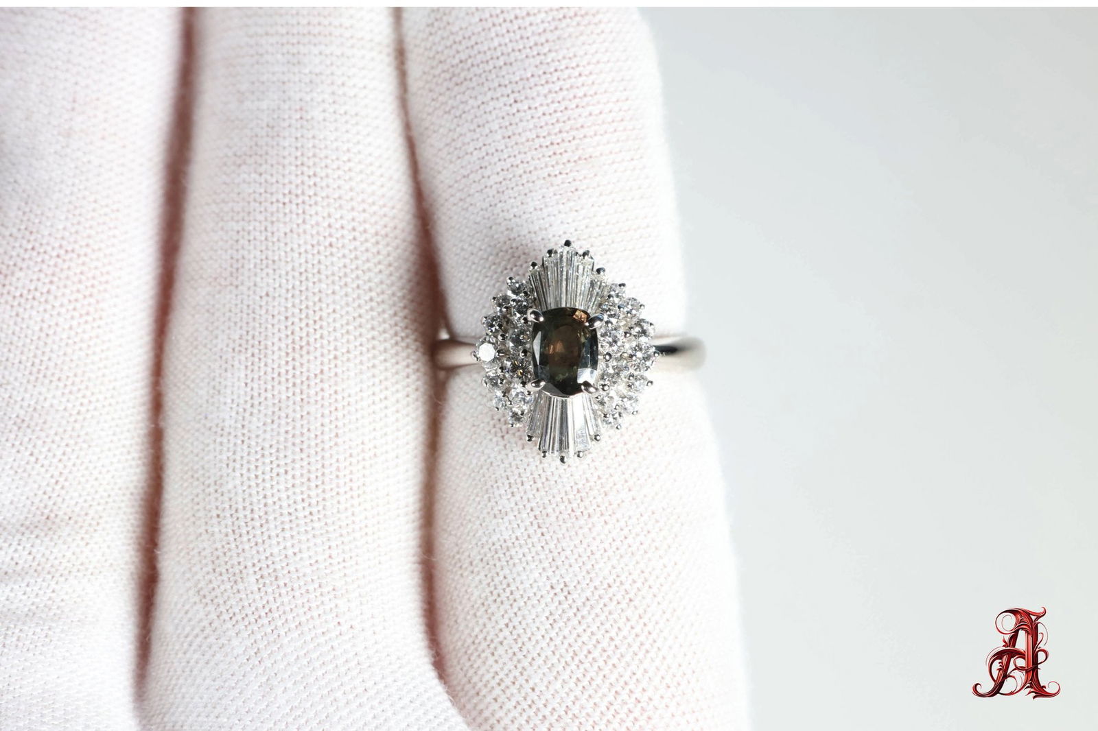 Platinum Natural Alexandrite & Diamond Ring, 1.68ctw, 6.38 Grams, Jewelry Diamonds Gemstone (1 of 5)