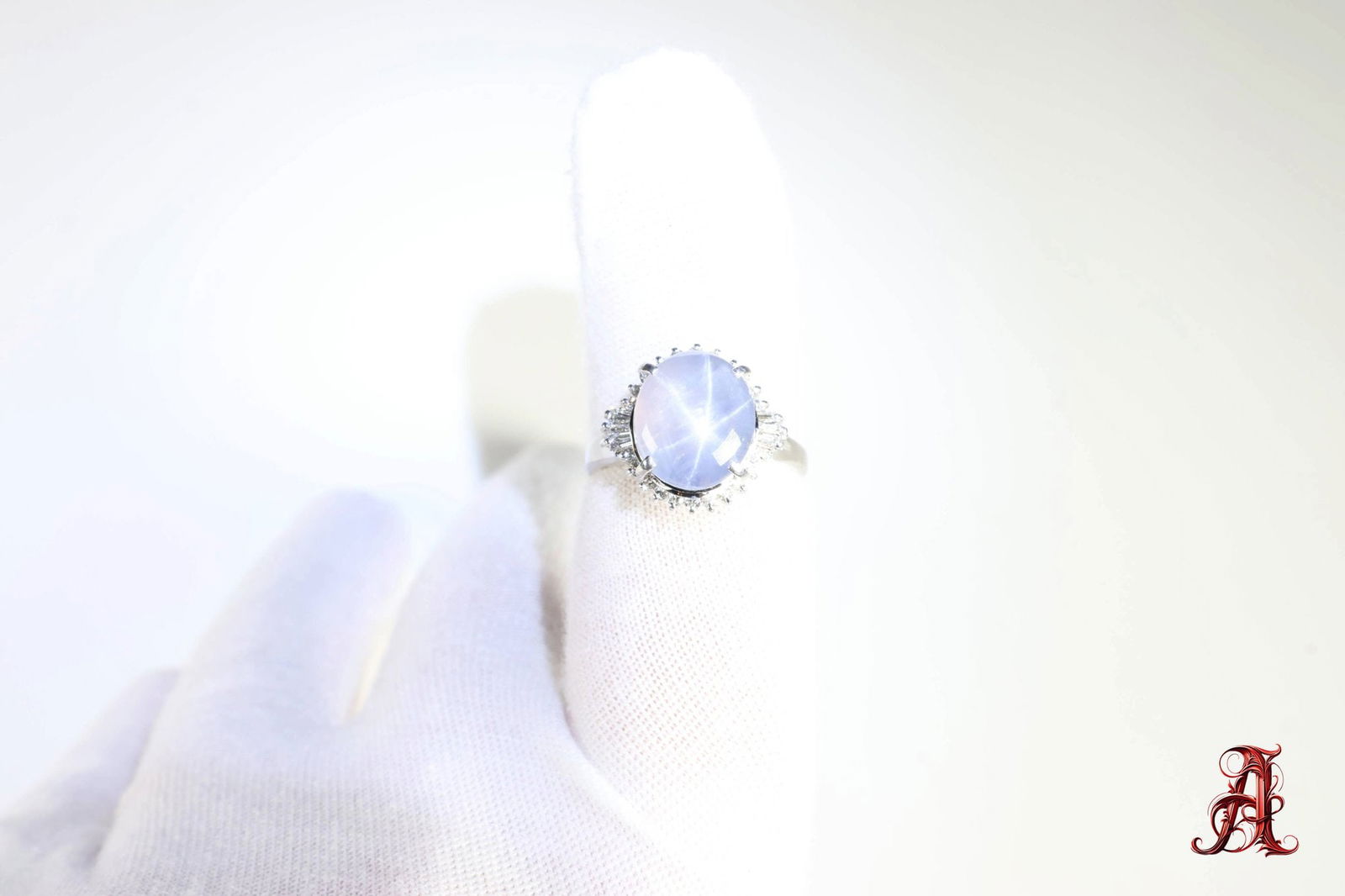 Platinum Natural Unheated Star Sapphire & Diamond Ring, 8.58ctw, Jewelry Diamond Gemstone (1 of 8)