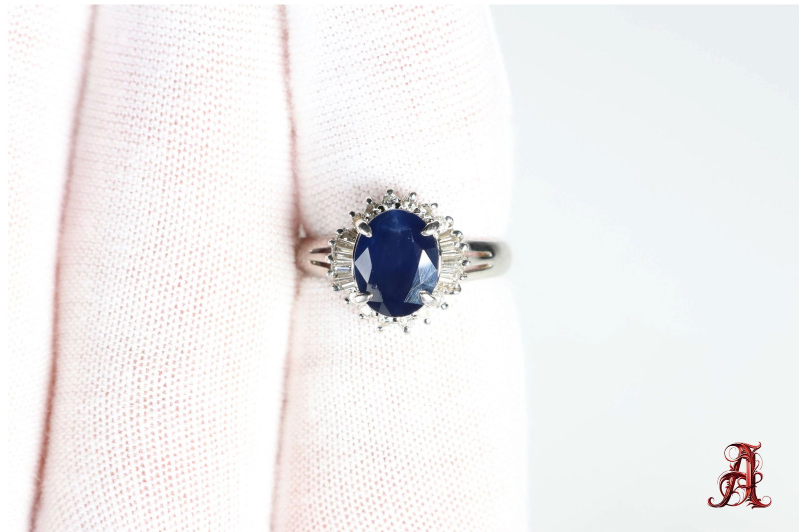 Platinum Natural Saphhire & Diamond Ring, 3.33ctw, 5.56 Grams, Jewelry Diamonds Gemstone (1 of 5)