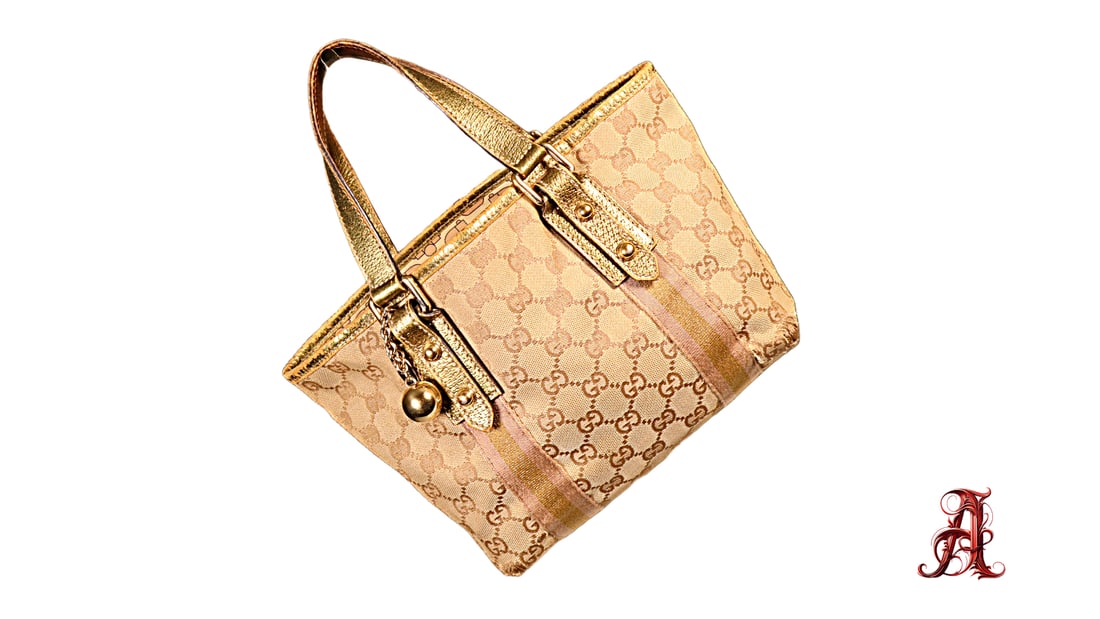 Gucci GG Monogram Shoulder Tote Bag Sherry Line Gold Tone Hardware Women's Purse Bag Fashion (1 of 7)