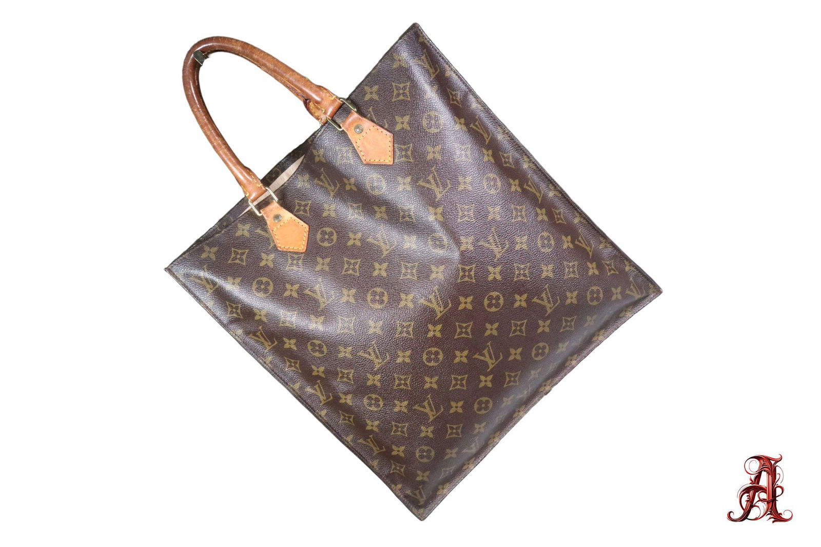 Louis Vuitton Brown Coated Canvas Sac Plat Monogram Women's Tote Bag Shoulder Bag Vintage Brass Hard (1 of 6)