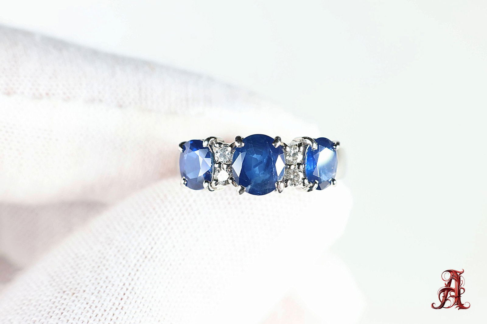 Platinum, Natural Sapphire & Diamond Ring 3.34ctw, 3.42 Grams Jewelry Gemstone Diamonds (1 of 7)