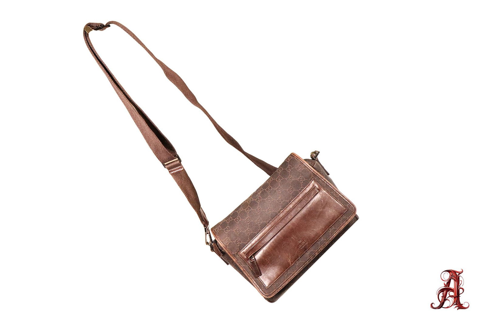 Gucci GG Canvas Brown Crossbody Purse With Leather Pouch Women's Shoulder Bag Silver Tone Hardware (1 of 8)