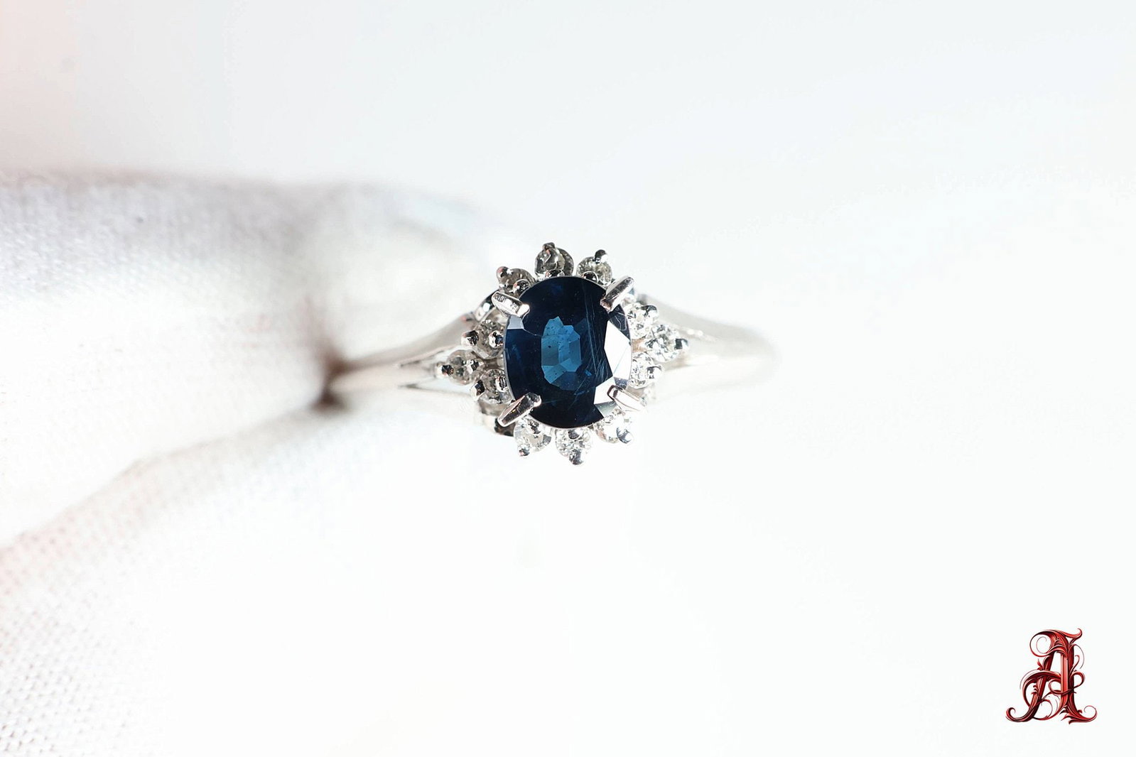 Platinum, Sapphire & Diamond Ring 1.34ctw, 5.13 Grams Natural Gemstone Jewelry Diamonds: size: 9, weight: 5.13 grams, material: platinum, gemstone: natural sapphire 1.16ct, diamonds: SI clarity, 0.18ctw
