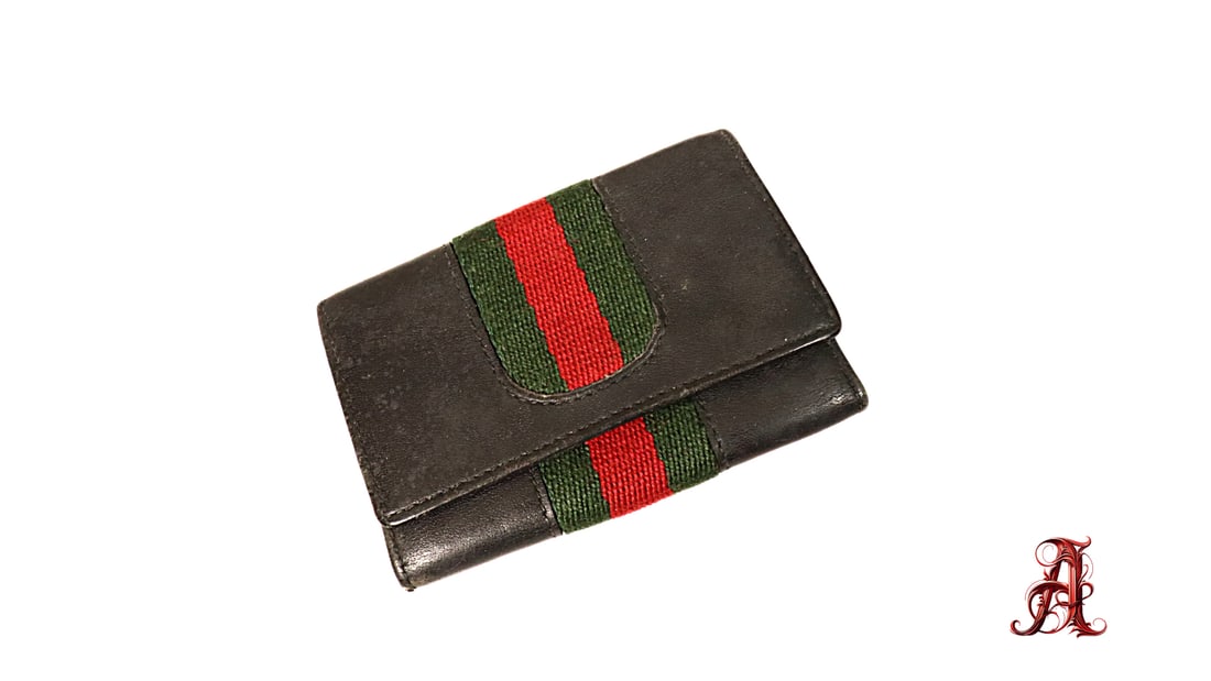 Gucci Web Black Leather Hook Red And Green Striped Key Holder Gold Tone Hardware Unisex Bag Purse (1 of 3)