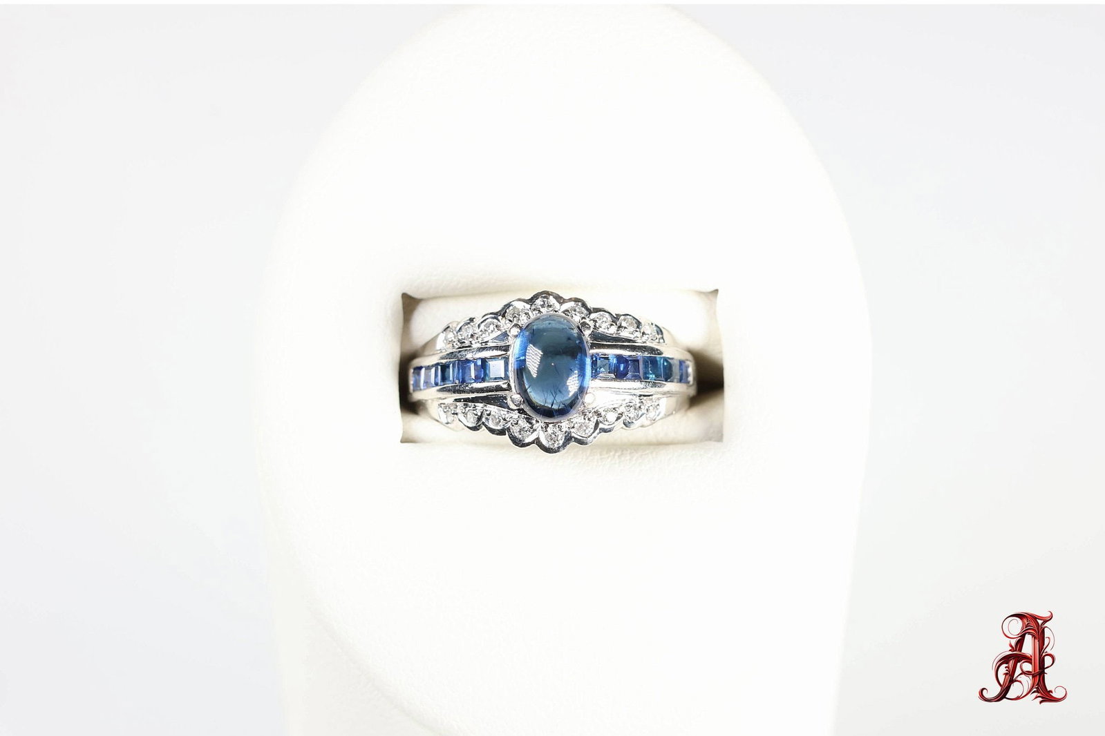 Platinum, Sapphire And Diamond Ring1.89ctw, 5.26 Grams, Jewelry Diamonds Gemstone: size: 5.5, weight: 5.26 grams, material: platinum, gemstone: sapphire 1.22ctw center, 0.56ctw accents, diamonds: 0.11ctw, SI-I clarity, G-H color