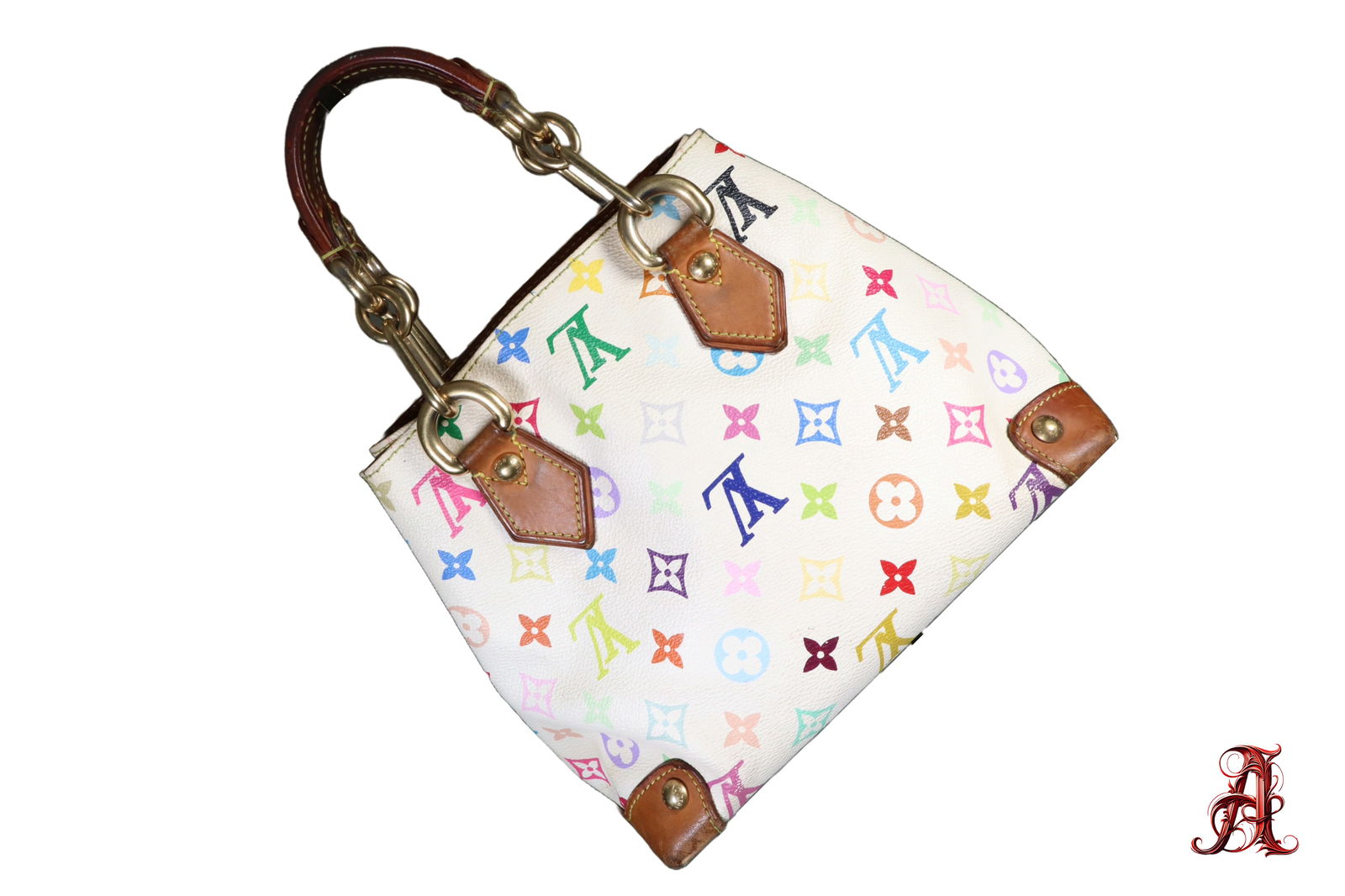 Louis Vuitton x Takashi Murakami Monogram Multicolor Audra White Coated Canvas Women's Purse Bag (1 of 2)