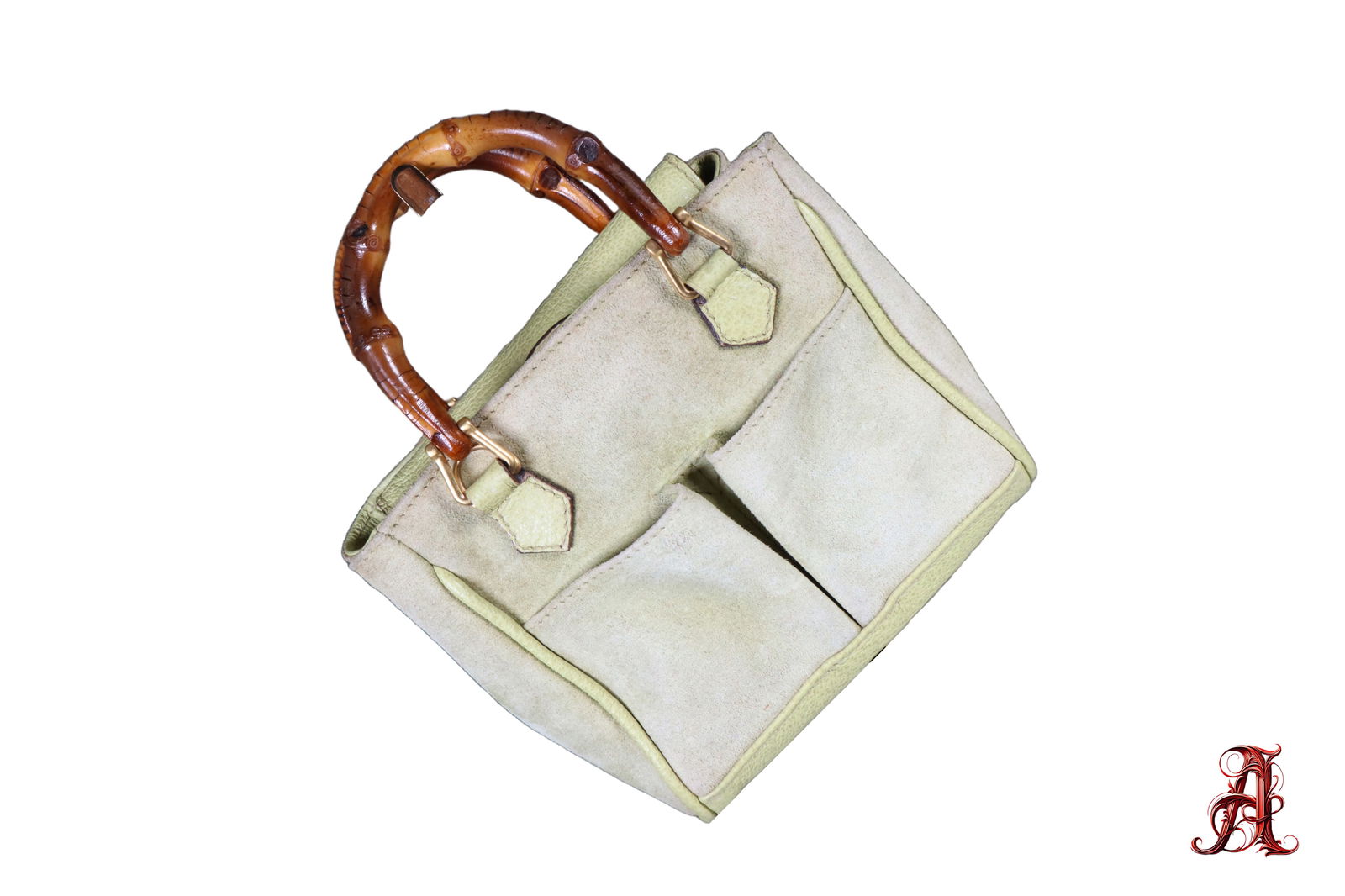 Gucci Bamboo Green Suede Diana Crossbody Bag Bamboo Accent Women's Handbag Purse Vintage (1 of 8)