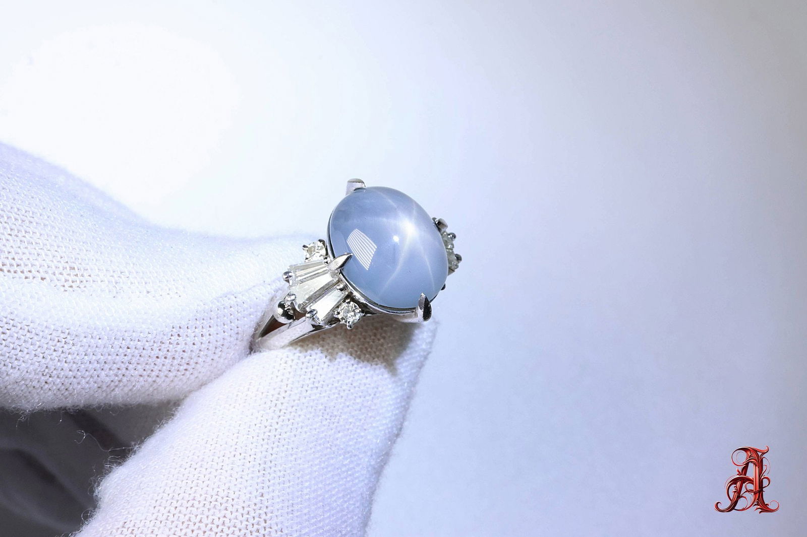 Platinum Star Sapphire & Diamond Ring 8.19ctw, 7.03 Grams Jewelry Diamonds Gemstones (1 of 9)