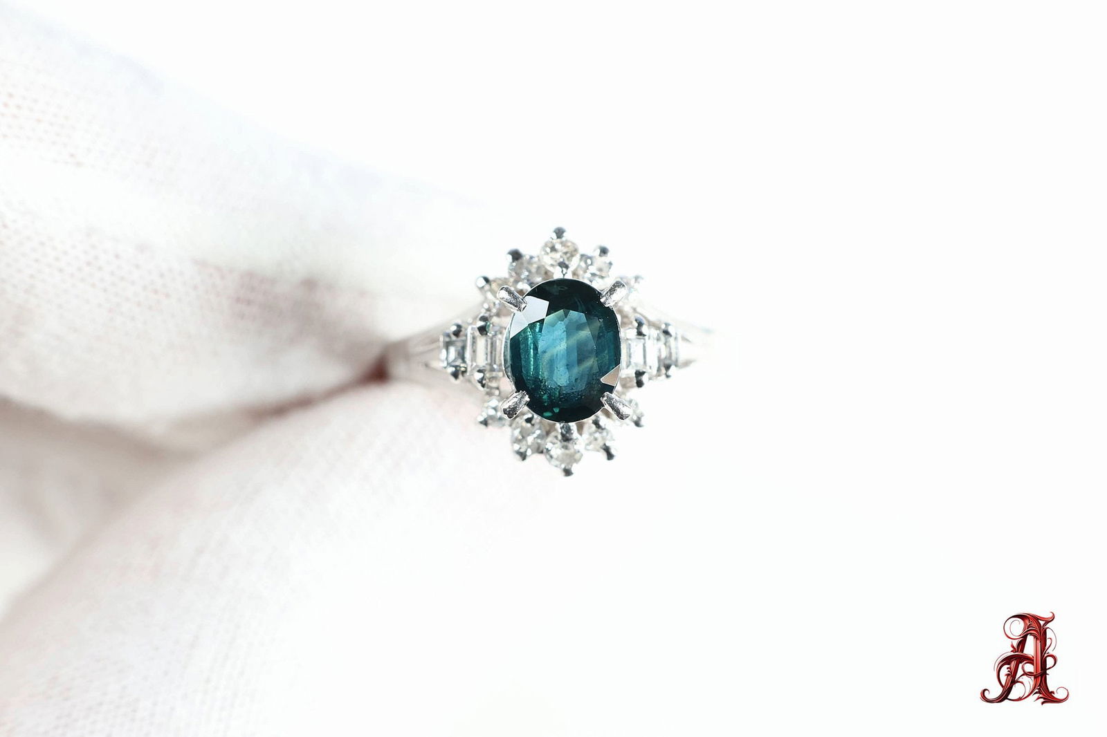 Platinum, Natural Sapphire & Diamond Ring 1.33ctw, 5.4 Grams Gemstone Jewelry Diamonds (1 of 8)