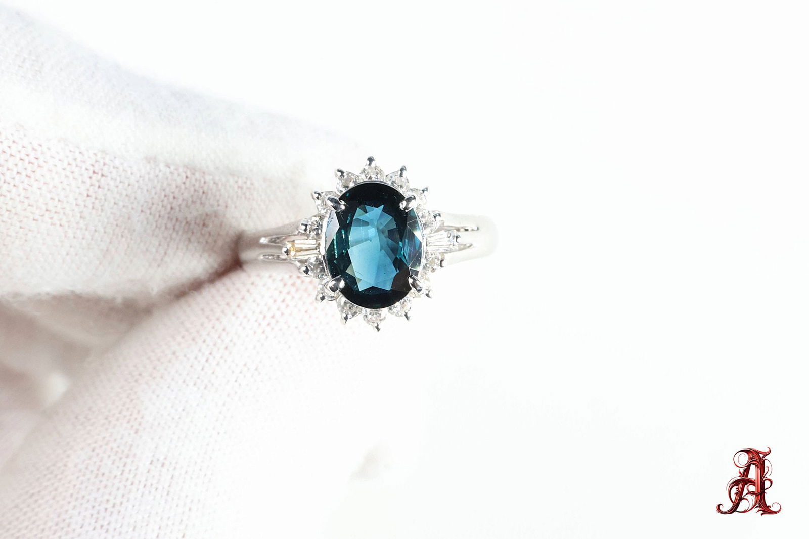 Platinum, Natural Sapphire & Diamond Ring 1.69ctw, 5 Grams Jewelry Gemstone Diamonds (1 of 5)