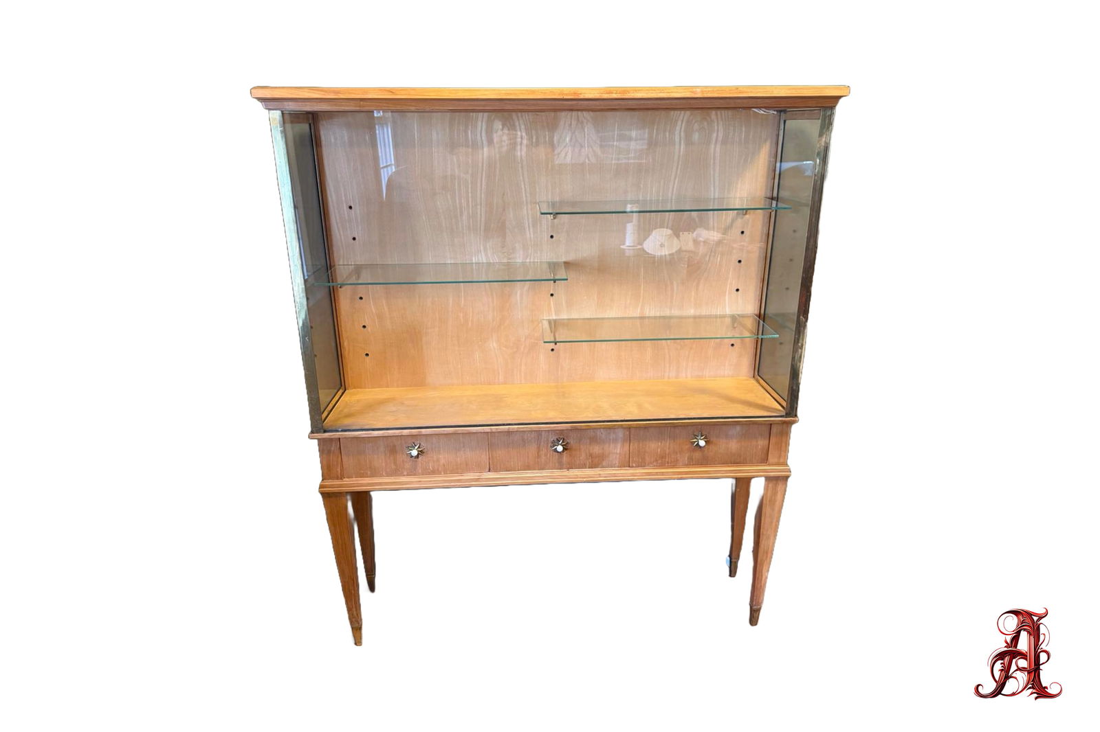 French display cabinet with brass accents (1 of 2)