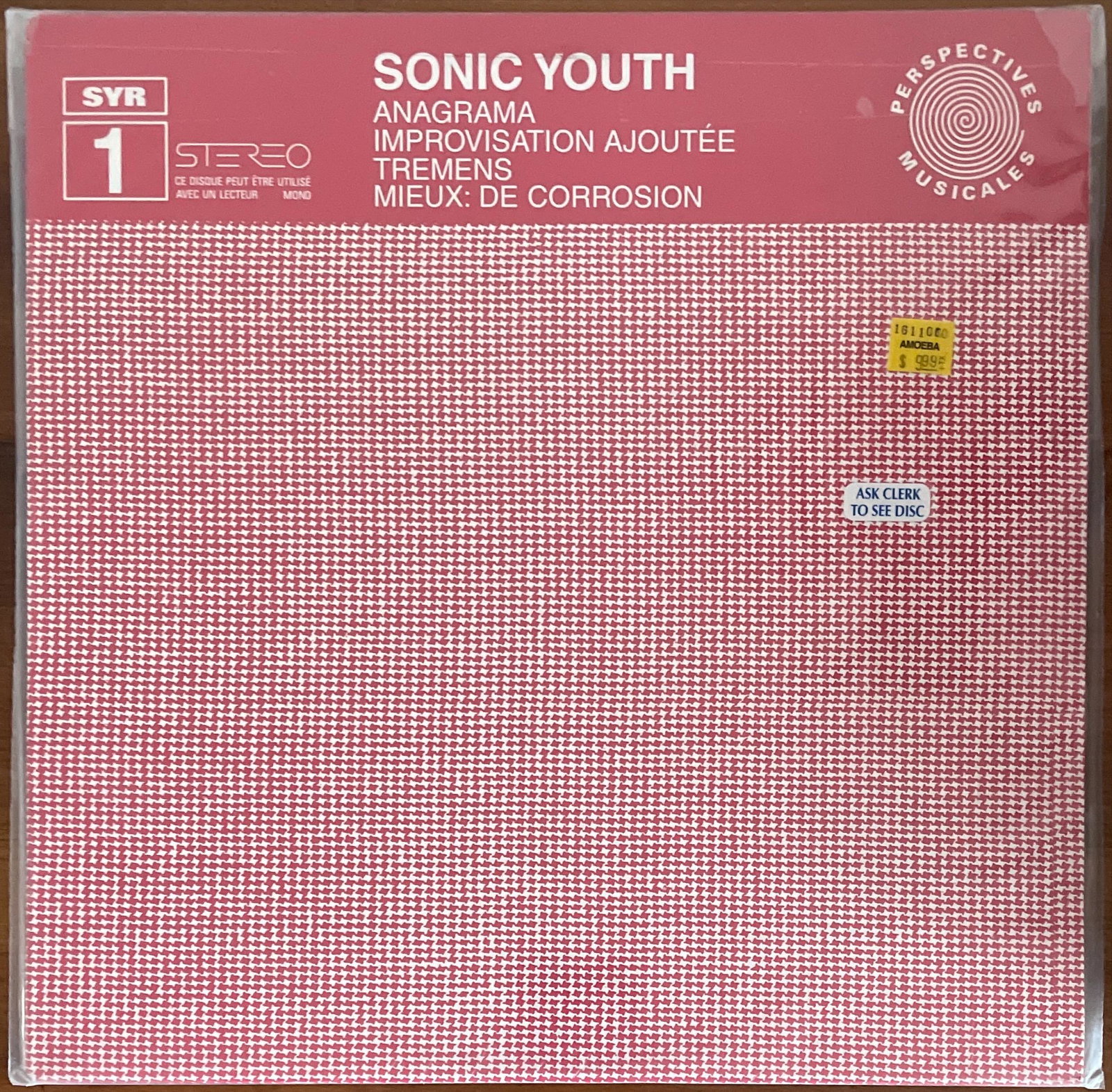 Sonic Youth: Anagrama - Improvisation (Perspectives Musicales): Title: Anagrama - Improvisation (Perspectives Musicales) Code: SYR-1 Label: Sonic Youth Records Year Released: 1997 Country: US Format: Vinyl, LP, Album Genre: Rock Style: Art Rock, P
