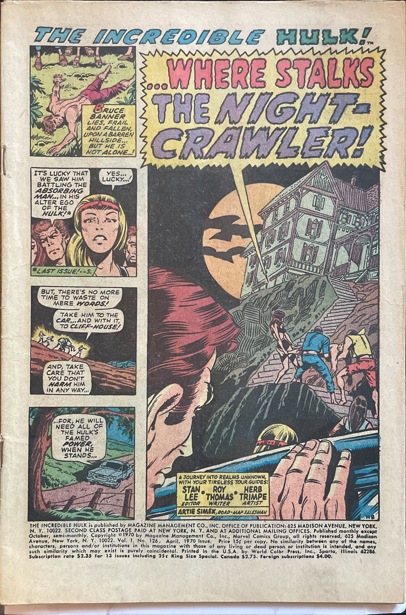 Coverless Comics: Incredible Hulk #126: Title: Coverless Comics: Incredible Hulk #126 Publisher: Marvel Era: Bronze Series: The Incredible Hulk Issue: 126