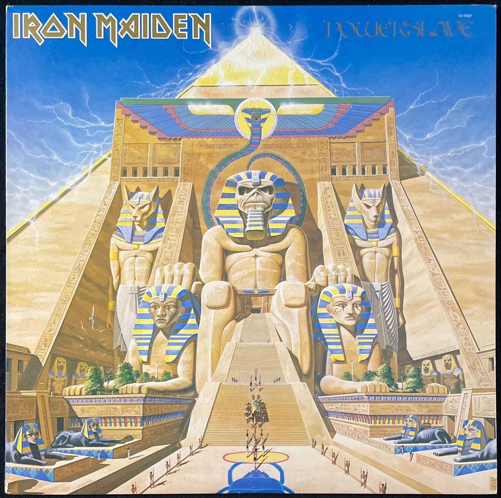 Iron Maiden: Powerslave (1st Press - Textured Cover): Title: Powerslave (1st Press - Textured Cover) Code: SJ-12321 Label: Capital Records Year Released: 1984 Country: US Format: Vinyl, LP, Album, Jacksonville Pressing Genre: Rock Style: