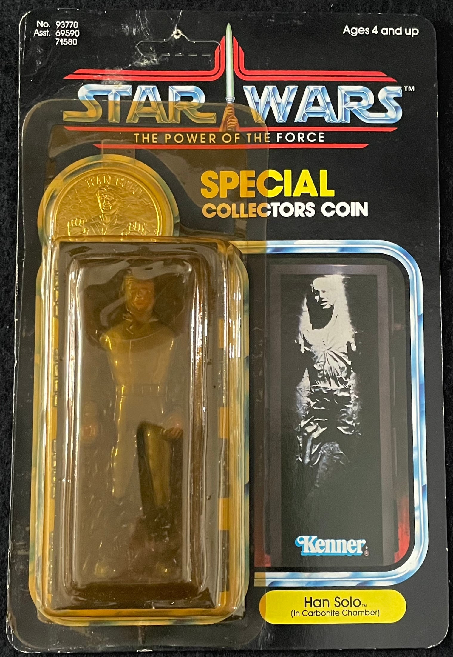 Kenner Star Wars Power of the Force (1985) Han Solo Carbonite Unpunched: Item: Kenner Star Wars Power of the Force (1985) Han Solo Carbonite Unpunched Character: Han Solo Toy Line: Star Wars Series: Power of the Force Card Version: 92 Bac