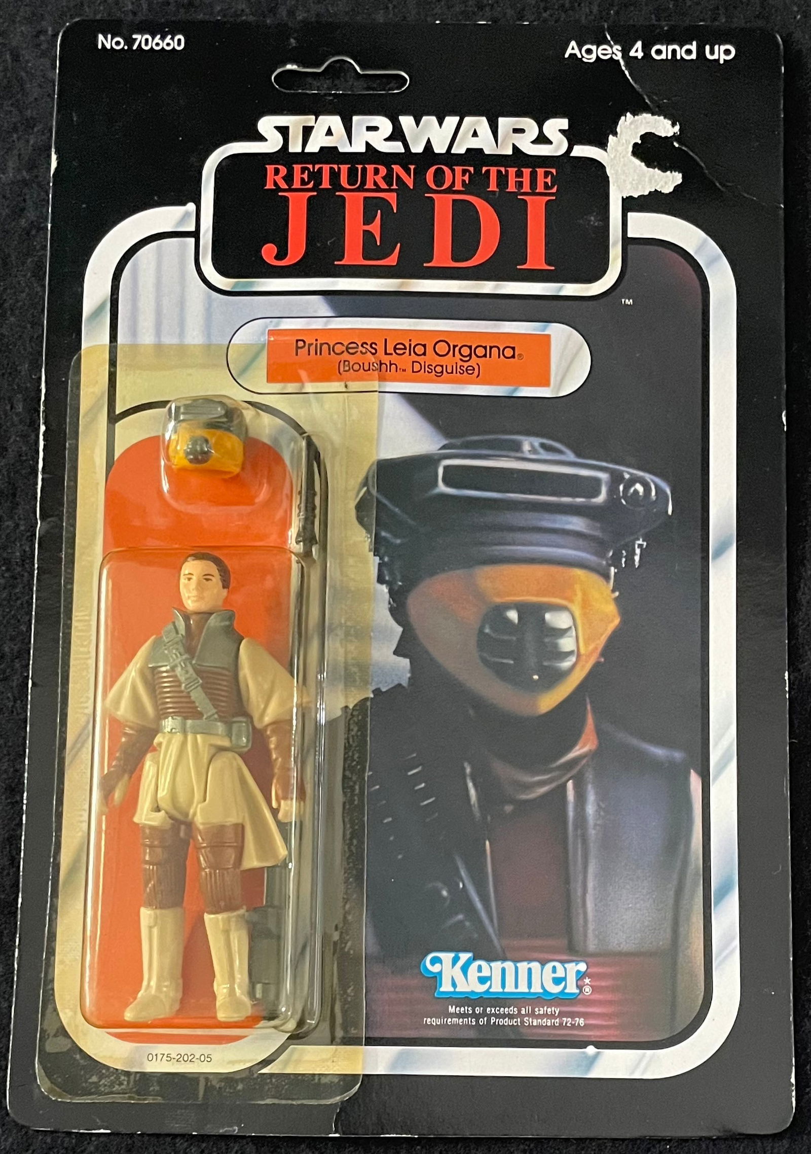 Kenner Star Wars ROTJ Leia (Boussh Disguise) 77-Back A: Item: Kenner Star Wars ROTJ Leia (Boussh Disguise) 77-Back A Character: Leia Organa Toy Line: Star Wars Series: Return of the Jedi Card Version: 77-Back A Ma
