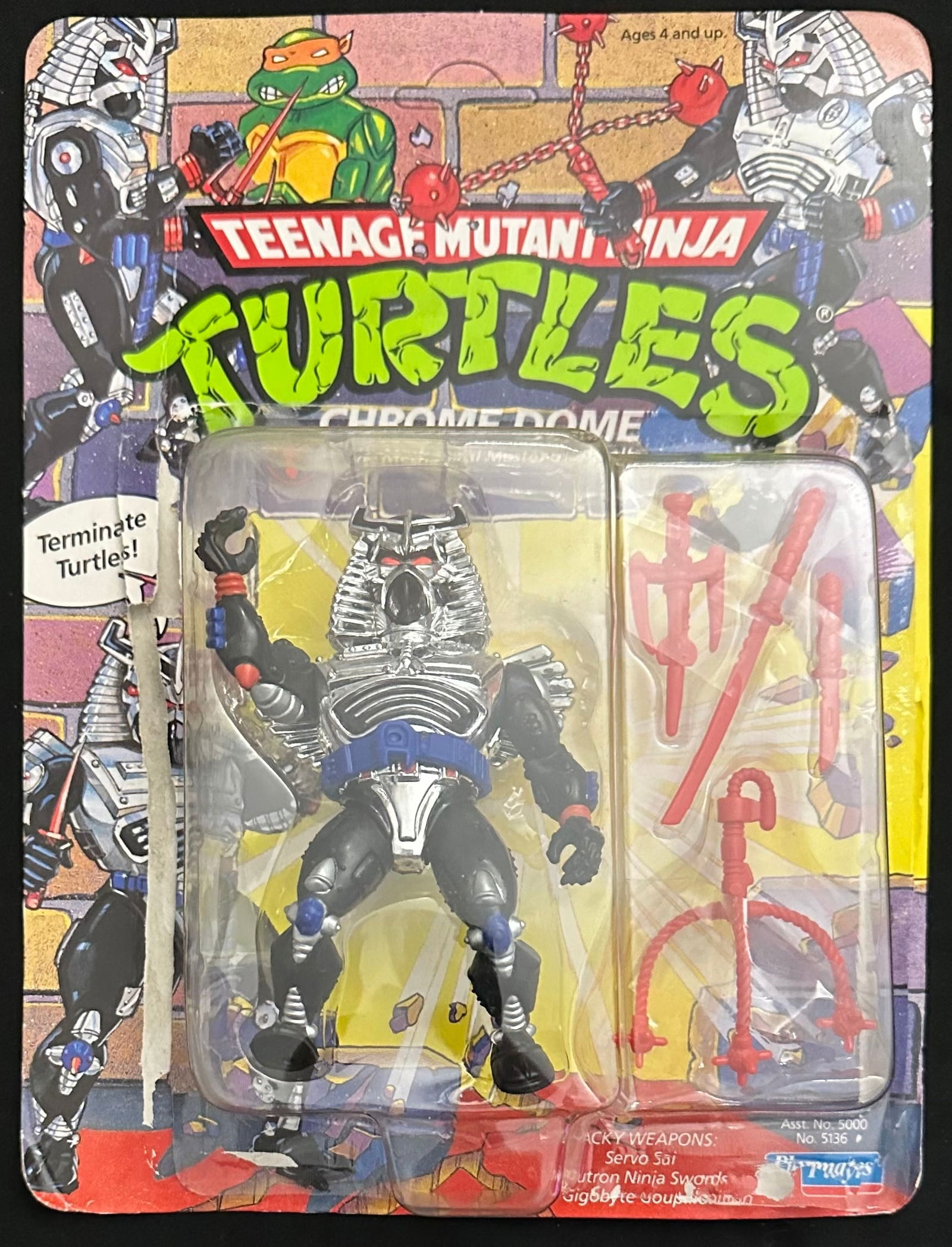 Teenage Mutant Ninja Turtles Chrome Dome Playmates 1991 Unpunched (1 of 3)