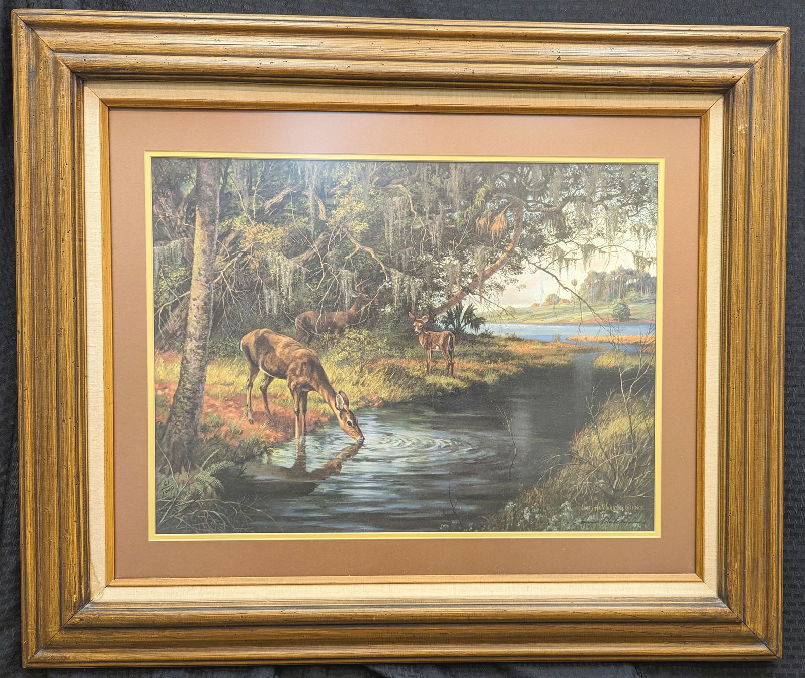 James Hutchinson 24x30 'Backwater Deer' Signed Print (1 of 4)