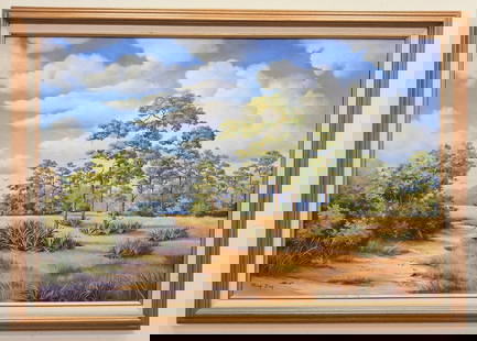 Margaret 'Magi' Day 24x36 'Backcountry Pines': Margaret 'Magi' Day (aka Margaret Elizabeth Rey) (1906-1996) American -Florida - Indian River School - A.E. Backus Style . Painter and illustrator, known best for the Curious George series of