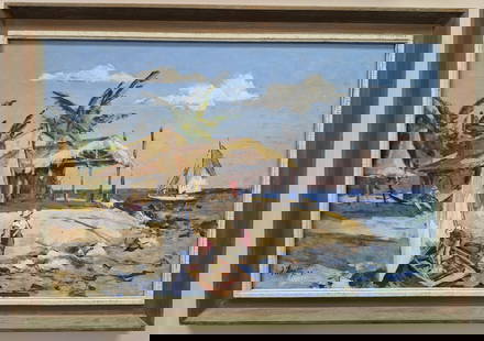 Frank Beatty 17x25 'Florida Keys': Frank Beatty (1899-1984) American, Chicago - Canada. A member of the Artists Guild of Chicago, the Salmagundi Club in New York City, the North Shore Art Group of East Gloucester, the Canadian Club,