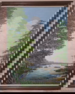 Guy LaBree 48x36 'Seminole Backwaters': Guy LaBree (1941 - 2015) Florida Art Hall of Fame Artist - Inducted 2020. LaBree developed a close relationship with the Seminole tribe, painting images of Seminole daily life, as well as depictions